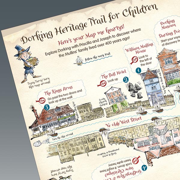 Dorking Heritage Trail for kids map - thumbnail